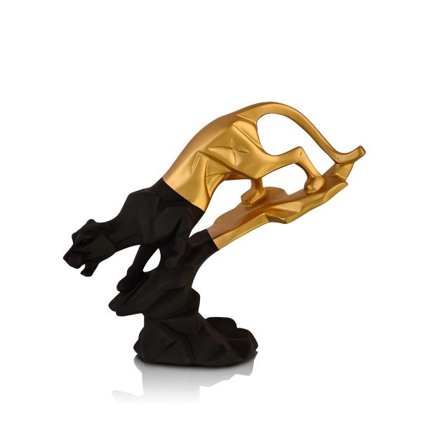 Golden Black Panther Showpiece Statue Jaguar