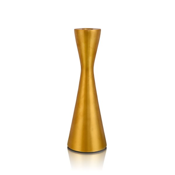 Classic Golden Damru Taper Candle Holder (M)