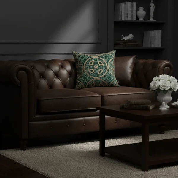 Medallion Handmade Zari Work Embroidery Cushion Cover