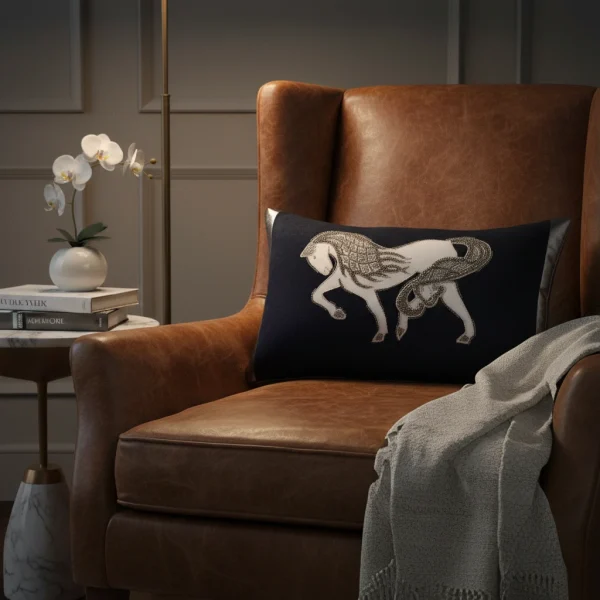 Stallion Handmade Embroidery Cushion Cover