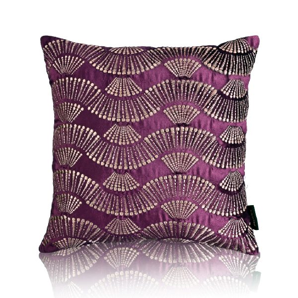 Draft Golden Zari Work Embroidery Cushion Cover