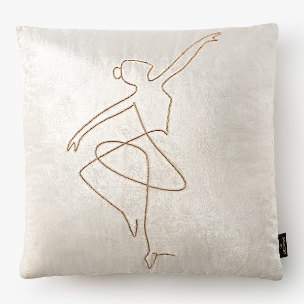 Ballerina Dancing Girl Embroidered Line Cushion Cover