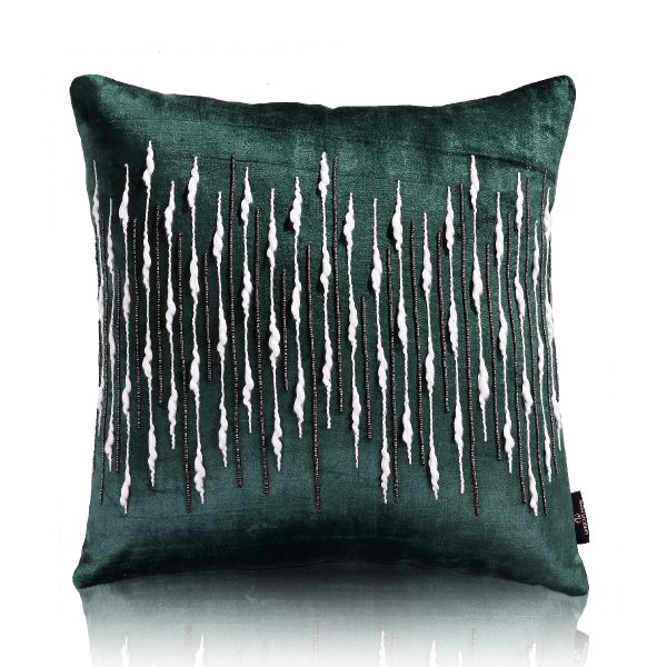 Electric Green Hand Embroidery Cushion Cover